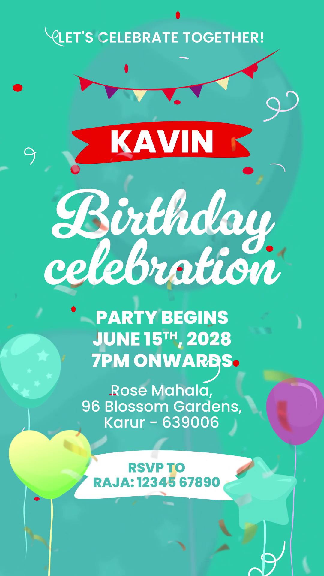 Colorful Balloon Birthday Invitation